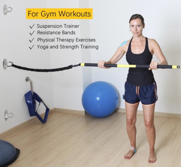FITKIT 3-Pack Resistance Band Wall Anchors, 304 Stainless Steel No Weld - Image 3