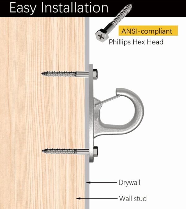 FITKIT 3-Pack Resistance Band Wall Anchors, 304 Stainless Steel No Weld - Image 4