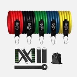 FITKIT Exercise Resistance Bands Home Gym Strength Training Equipment with Handles and Door Anchor Straps with Adjustable Points for Working Out